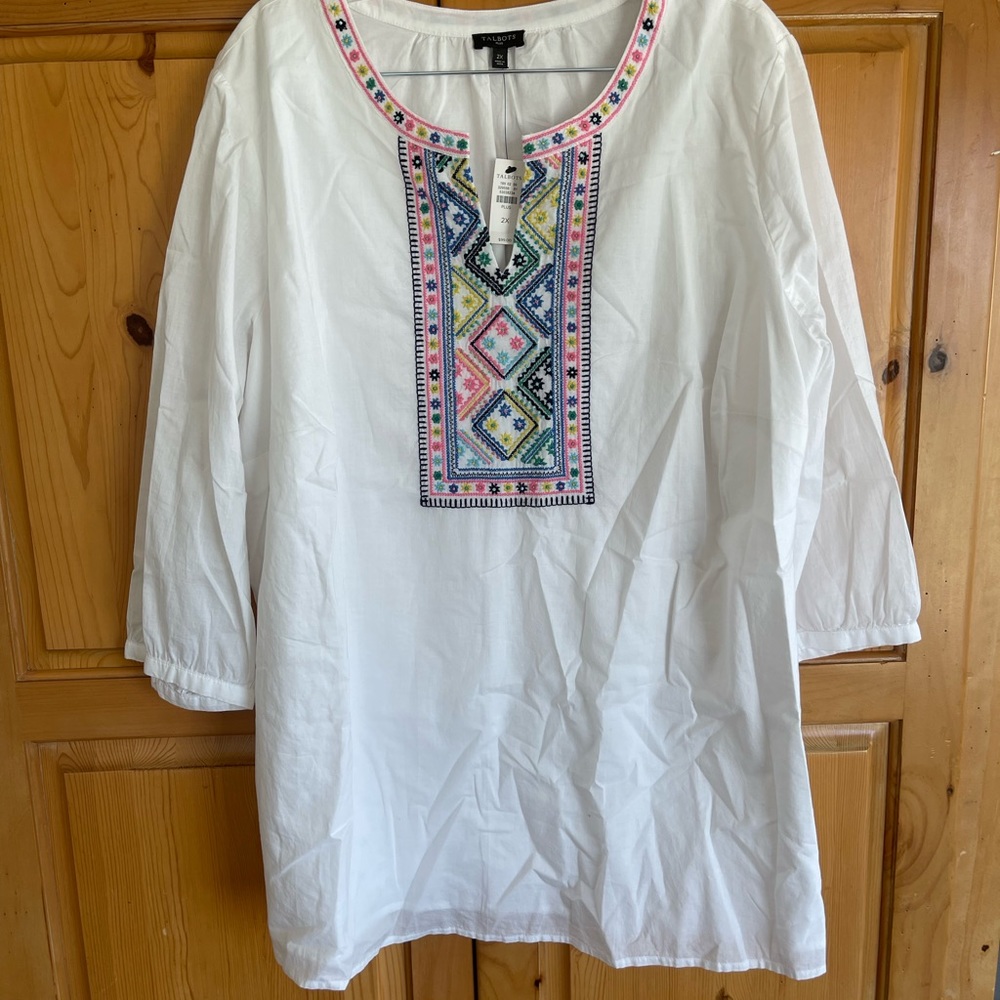 Talbots 2X white Cotton Lined Tunic